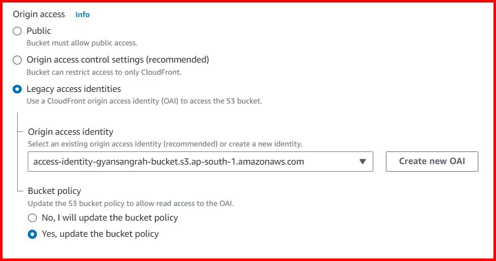 Picture showing setting the origin access